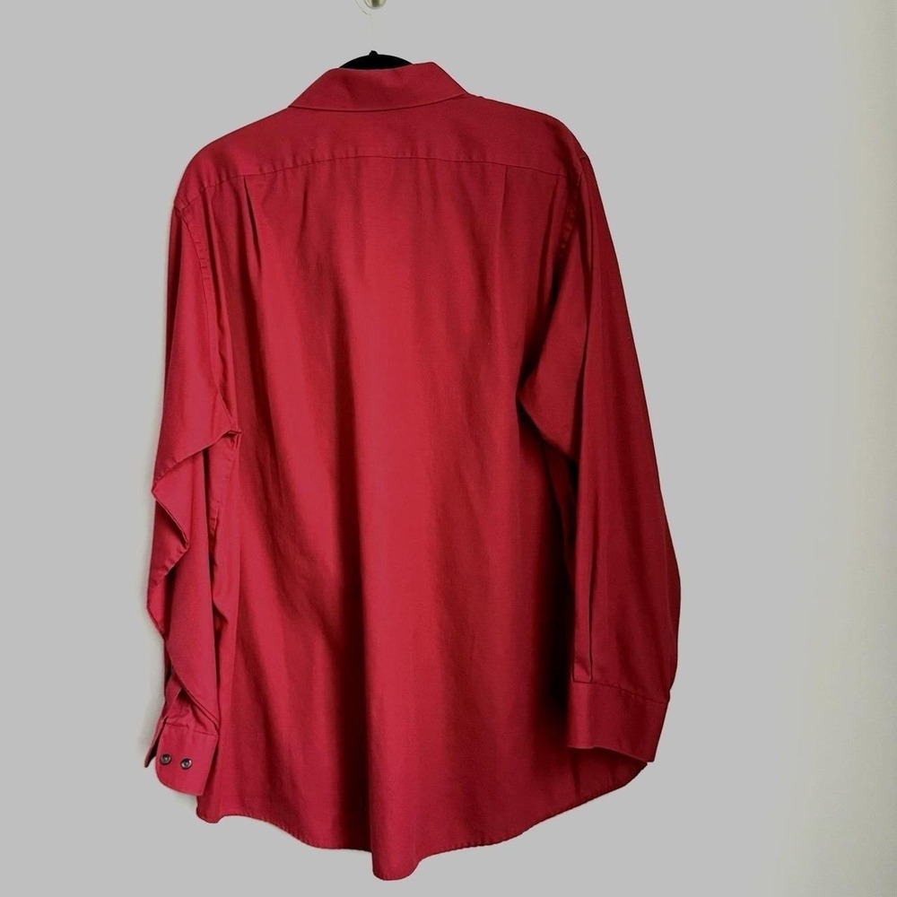 Van Heusen Pin Cord Dress Shirt Mens 17 34-35 Berry Red Wrinkle Free Classic Fit - Picture 3 of 10